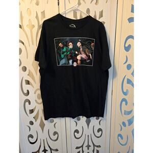 Demon Slayer T Shirt XL Black Anime Graphic Tanjiro Nezuko Cotton Tee